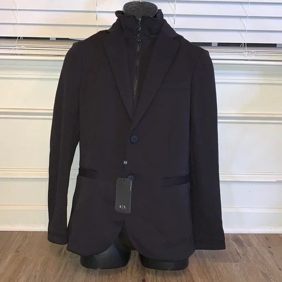 NWT AX Armani Exchange black blazer sweatshirt -S